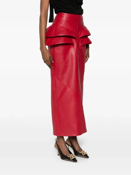 Fustă din piele Mitiliane Couture roșu