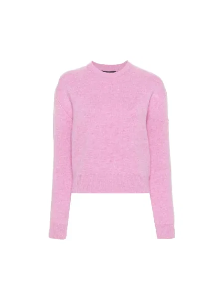 Lniany sweter Balenciaga z logo różowy