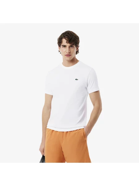 Lacoste Sportowy T-Shirt Ultra Dry Z Grafiką Krokodyla biały