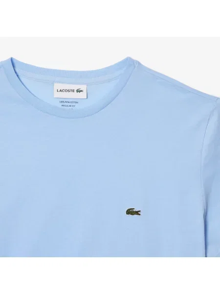 Lacoste T-Shirt Z Dekoltem Typu Crew Neck Z Bawełny Pima niebieski