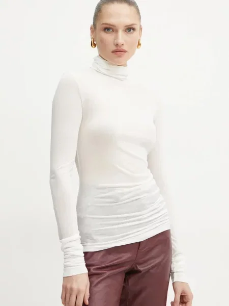 MAX&Co. longsleeve z domieszką wełny beżowa