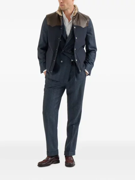 Pantaloni Brunello Cucinelli de mătase albastru