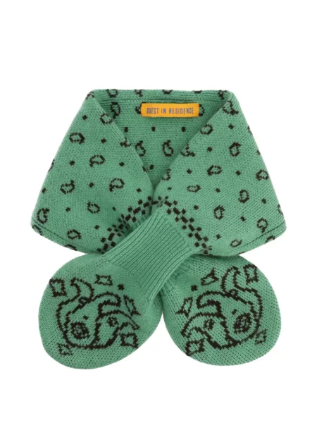 Fular Guest In Residence tricotate cu model paisley verde