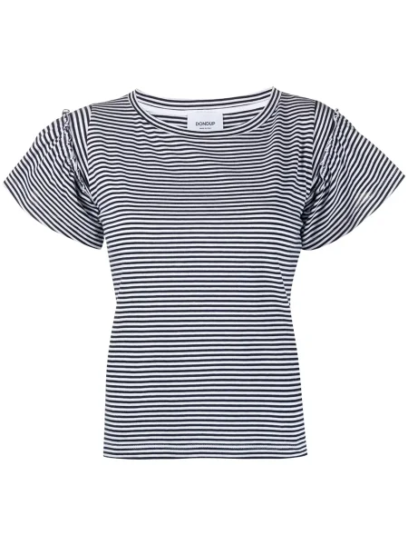 Tricou Dondup cu dungi cu volane negru
