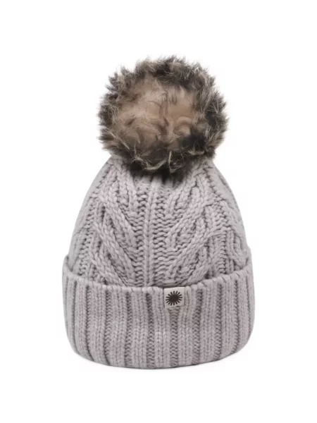 Căciulă Ugg tricotate cu pompoane gri