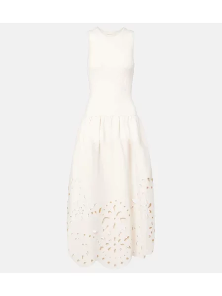 Rochie midi Ulla Johnson cu broderie până la genunchi de costum alb