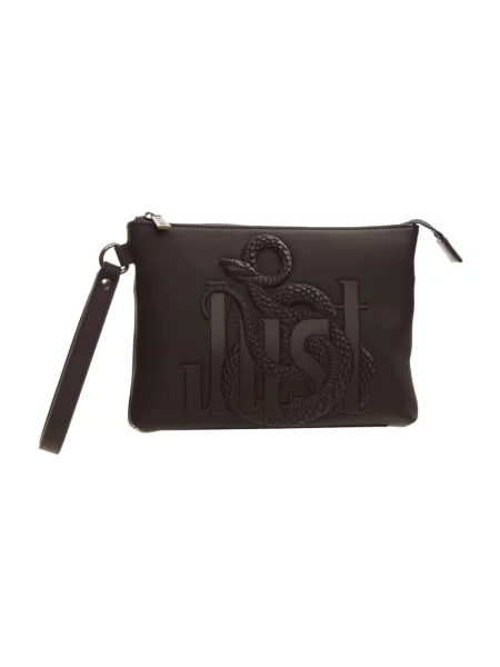Nerka Roberto Cavalli skórzana z logo czarna