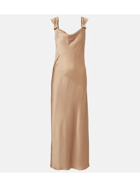 Rochie maxi Max Mara din satin eleganta maro