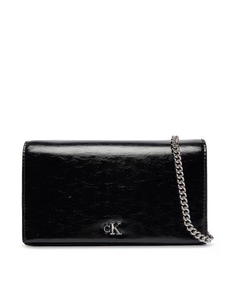 Ročna torba Calvin Klein Ck Metallic Wallet On Chain črna