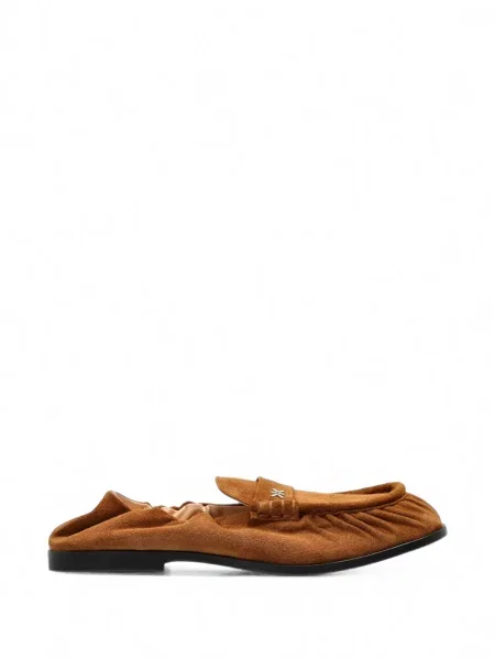 Pantofi loafer Kenzo din piele cu volane maro