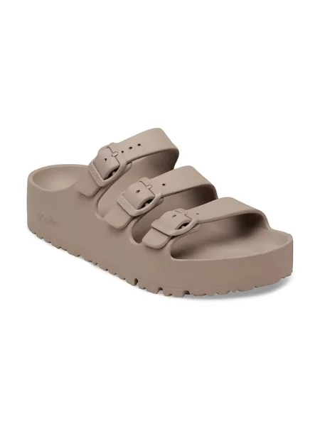Klapki Birkenstock na platformie szare