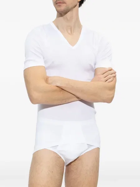 Tricou Hanro cu decolteu în V alb