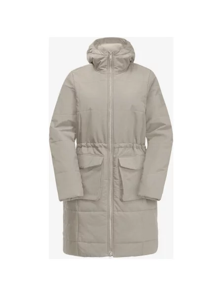 Jasnoszara parka Jack Wolfskin White Frost z kapturem S biała