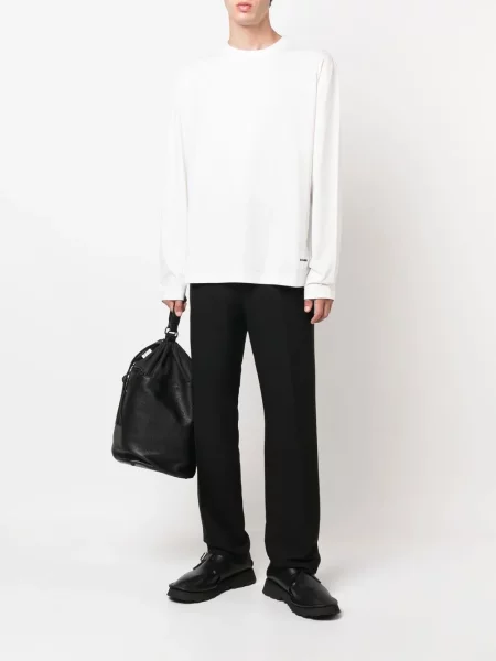 Tričko Jil Sander s kulatým výstřihem s autogramem bílé