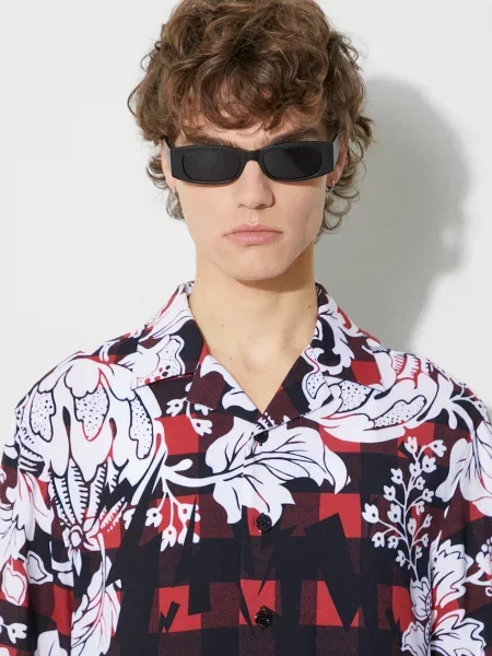 Сорочка Neil Barett LOOSE HAWAIIAN CHECK WITH BOLTS relaxed червоний