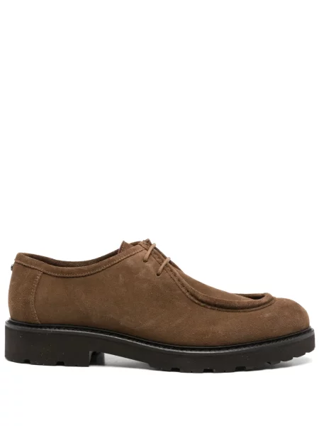 Pantofi loafer Canali cu șireturi din piele de căprioară maro