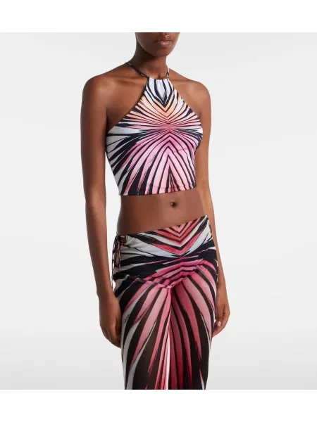 Top Roberto Cavalli cu imagine plasă cu gât halter