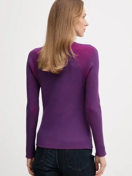 Svetr Calvin Klein Jeans dámský s pologolfem fialová