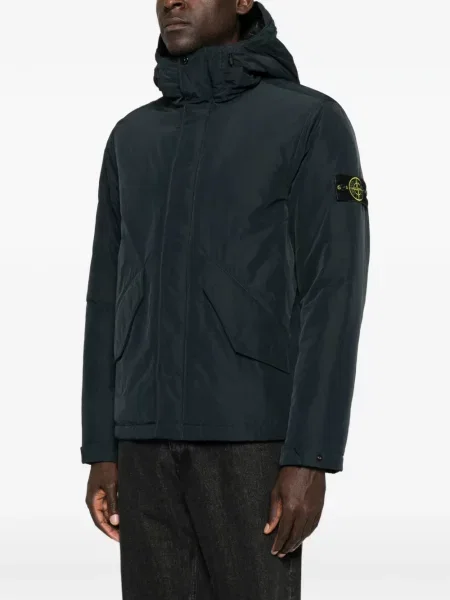 Geacă Stone Island cu glugă cu strasuri albastru