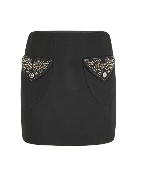 Mała spódnica mini Versace wełniana z ćwiekami czarna