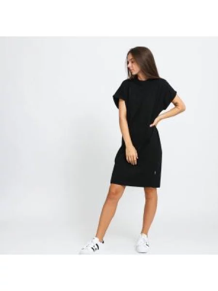 Šaty Urban Classics Ladies Organic Cotton Cut On Sleeve Tee Dress černé