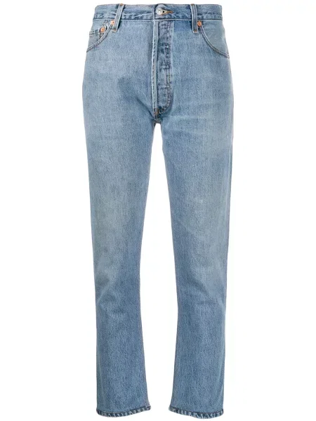 Cropp blugi Re/done cu talie înaltă albastru