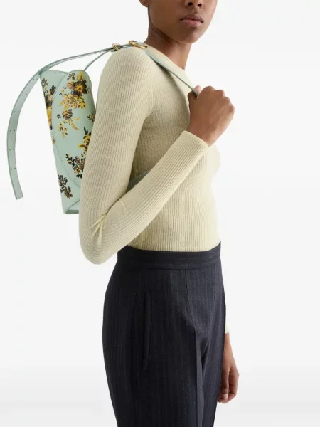 Geantă plic Jil Sander din piele cu model floral cu imagine albastru
