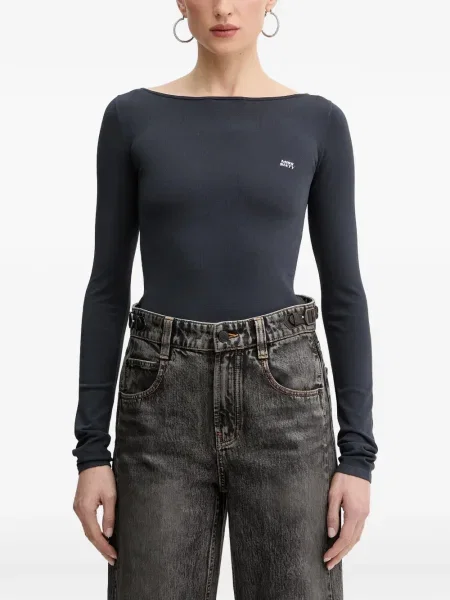 Top Miss Sixty cu broderie tricotate gri