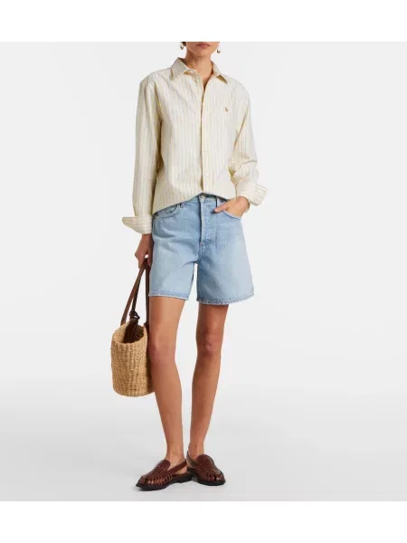 Pantaloni scurți din denim Agolde albastru