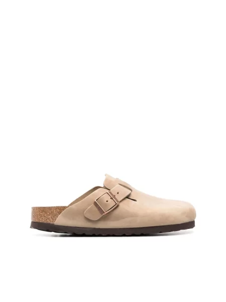 Klapki Birkenstock skórzane beżowe