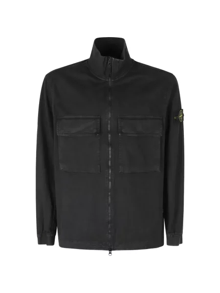 Cămașă Stone Island din țesătură twill cu strasuri negru
