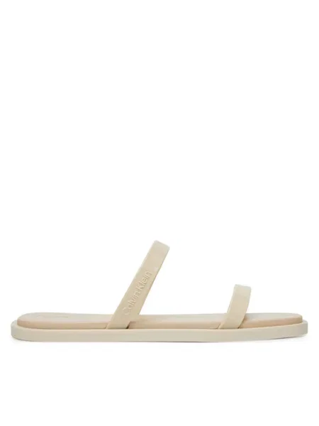 Calvin Klein dámske žabky Double Bar Slide Jelly turtle dove biela