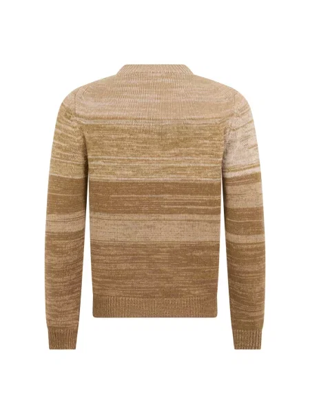Sweter Malo z kaszmiru w paski casual beżowy