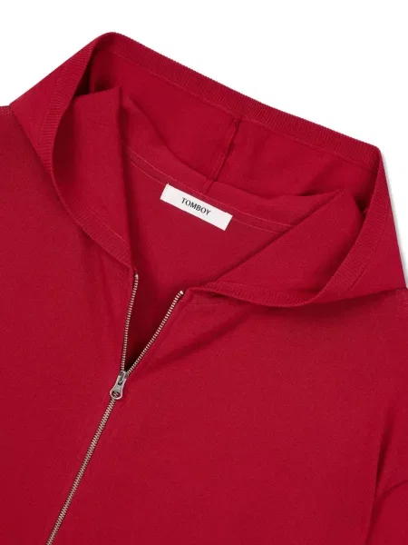 Tricou Tomboy cu glugă lung roșu