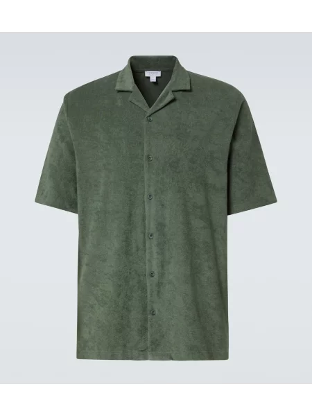 Cămașă Sunspel din material terry verde