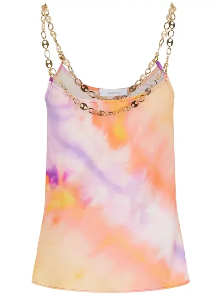 Satynowy top Rabanne z nadrukiem pomarańczowy