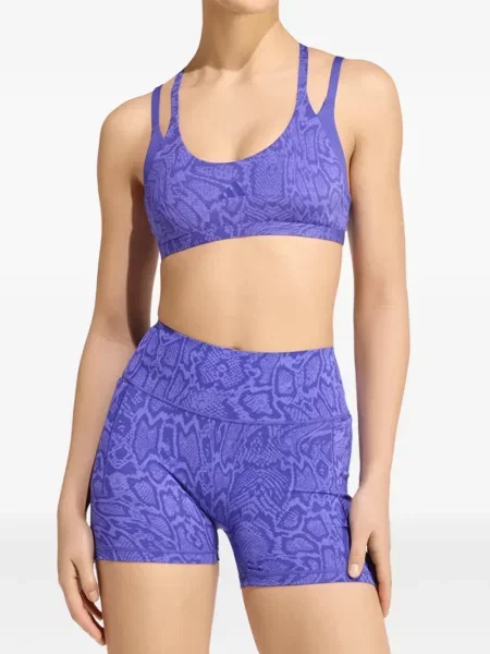 Pantaloni sport Adidas de catifea cu imagine cu model piele de șarpe violet