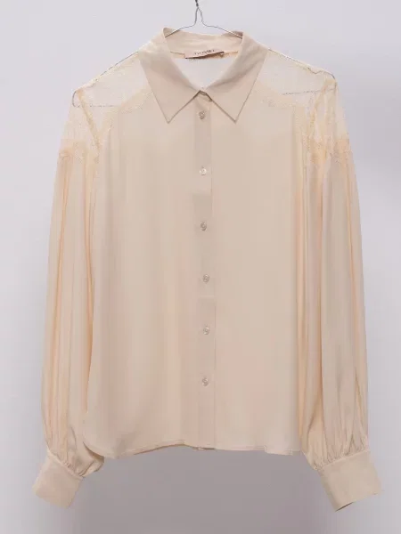 Блуза з мереживом Twinset бежева