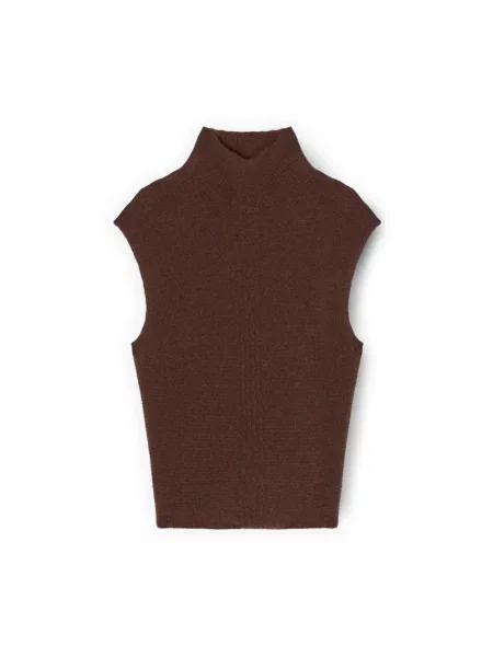 Sweter Motivi wełniany brązowy