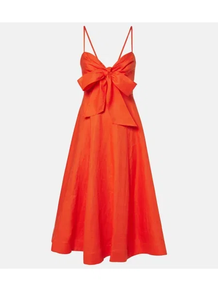 Rochie midi Zimmermann cu funde de in până la genunchi roșu