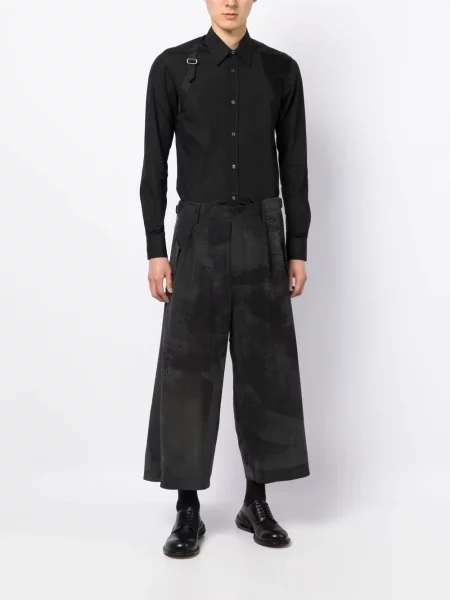 Plačiakojis kelnės Yohji Yamamoto apkarpytas juoda