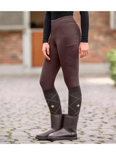 Dziewczęce legginsy jeździeckie z pełną przyczepnością ELT Rica Teddy zielone