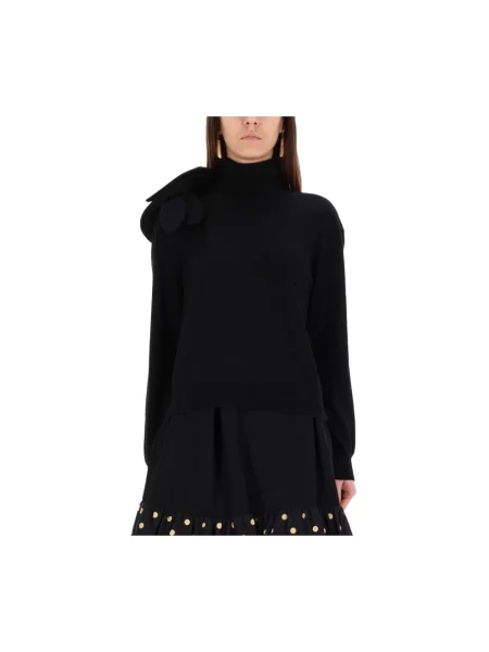 Sweter z golfem Moschino wełniany do golfa czarny