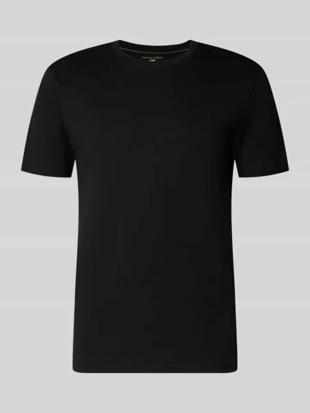 T-shirt z prążkowanym okrągłym dekoltem Christian Berg Men czarna