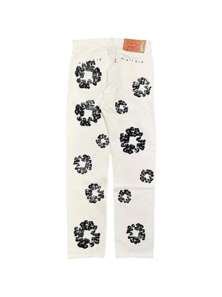 Blugi Denim Tears cu autograf alb