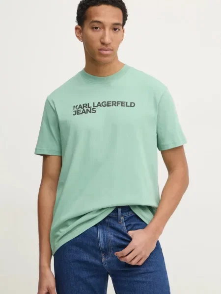 Тениска Karl Lagerfeld Jeans с принт зелено