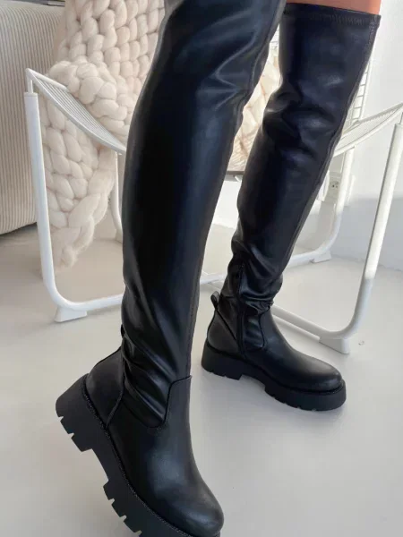 Mušketýrské kozačky Boto s kamínky černé