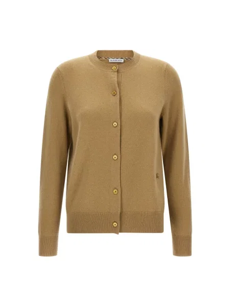 Lniany kardigan Burberry ze sznurkiem beżowy