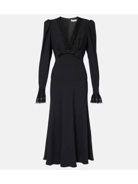 Satenska midi obleka Alessandra Rich črna