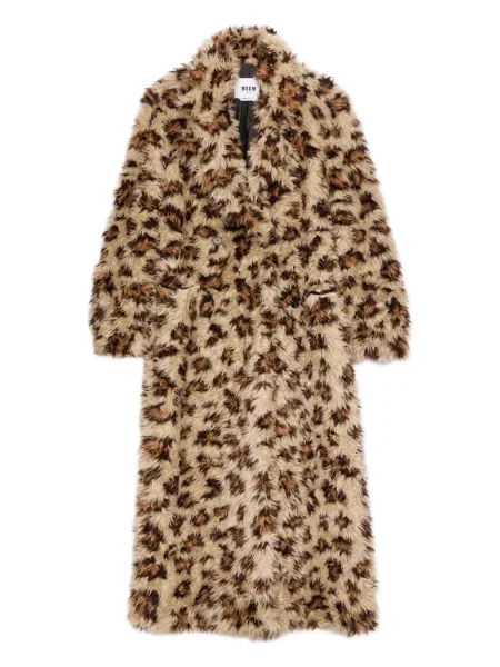 Płaszcz Msgm z nadrukiem w panterkę brązowy